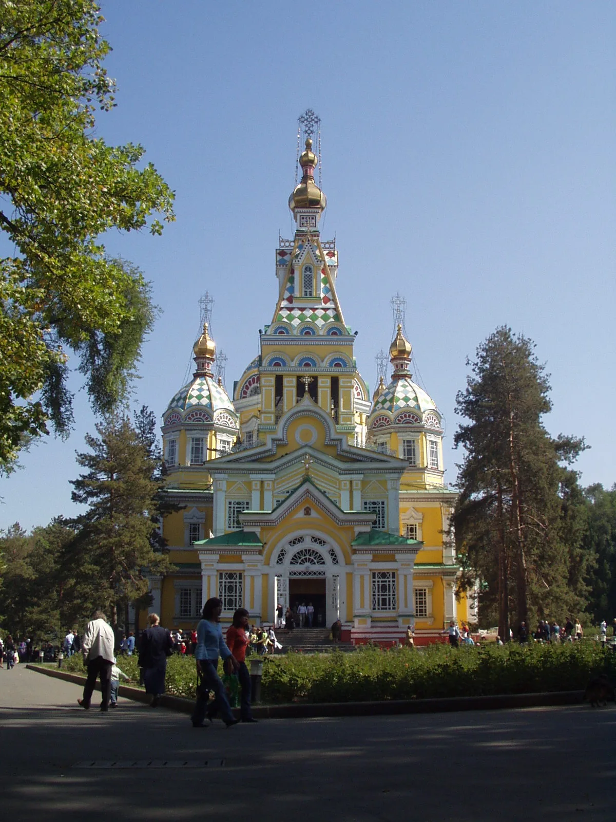 Ascension Cathedral in Almaty, a wooden Russian Orthodox church in the city centre, departure point for the Kaindy Lake road trip.