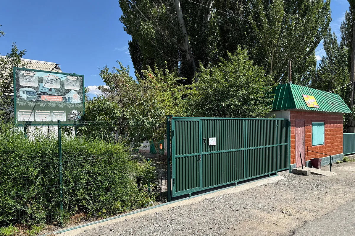 Simple guesthouse courtyard in the Altyn-Emel visitor area used before driving into the park.